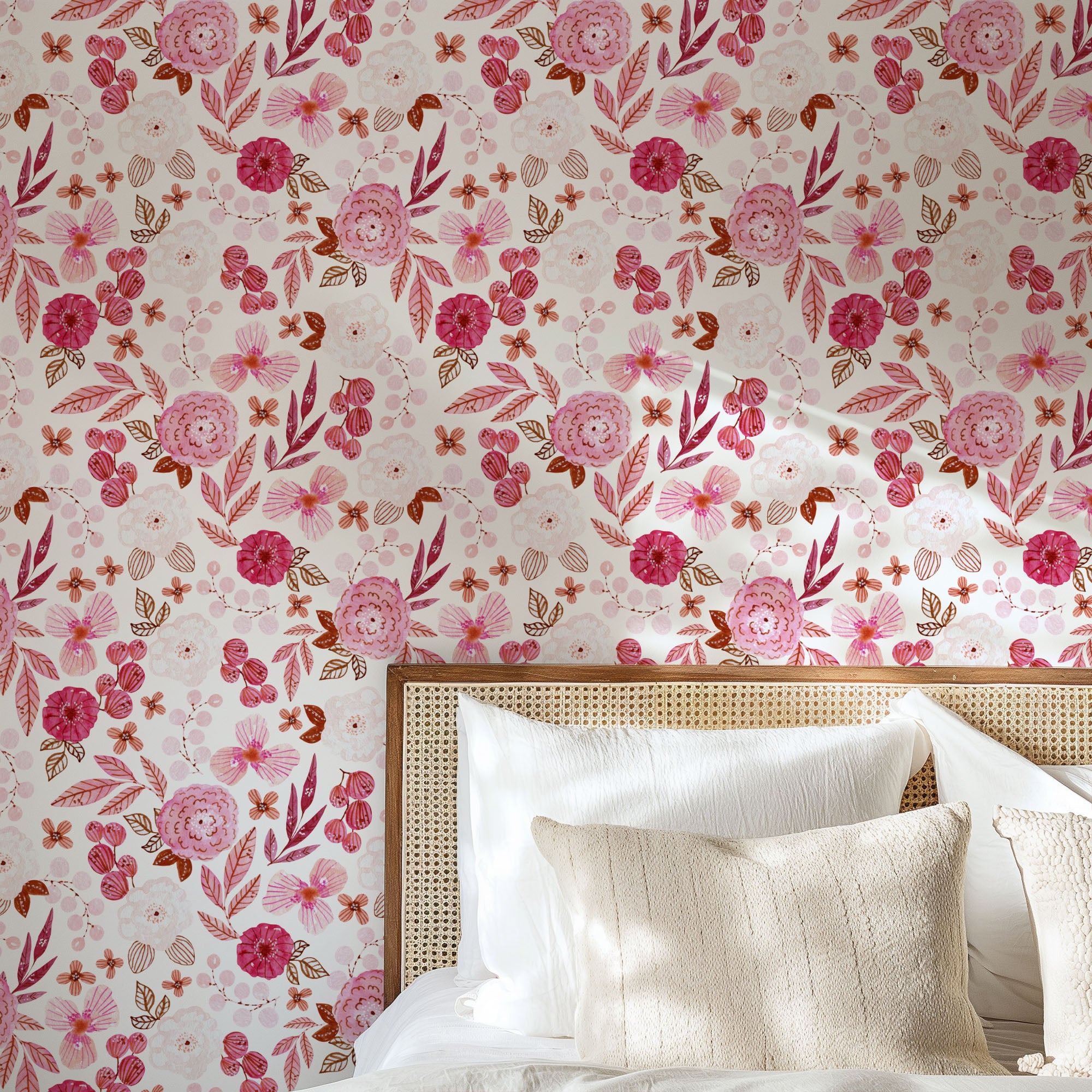 cottage rose wallpaper, premium peel & stick, 2x4 feet 24 inches x 48 inches, home decor