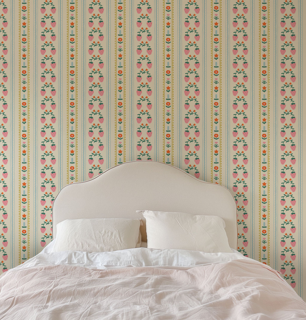 vintage berry wallpaper, premium peel & stick, 2x4 feet 24 inches x 48 inches, home decor