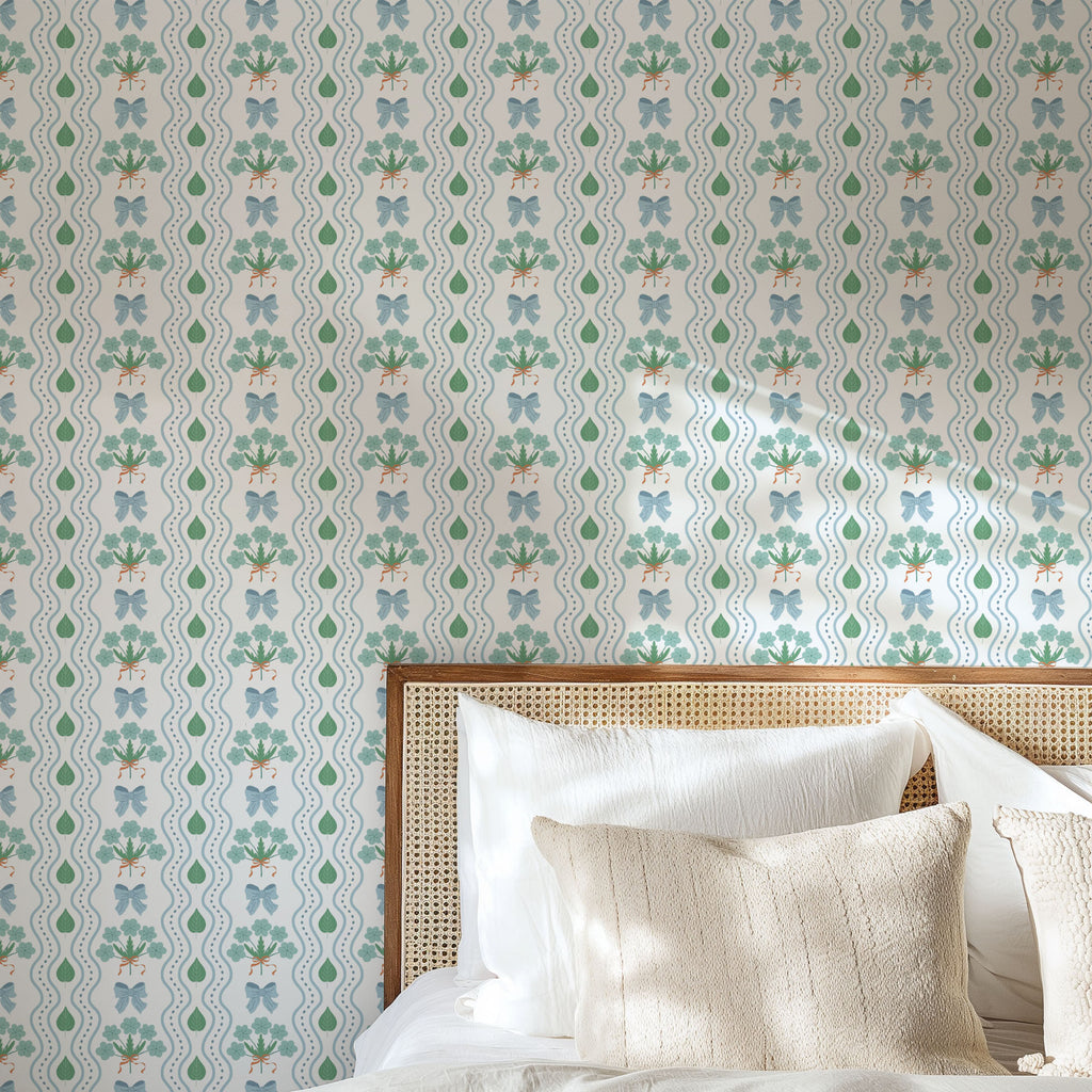 clover bouquet wallpaper, premium peel & stick, 2x8 feet 24 inches x 96 inches, home decor