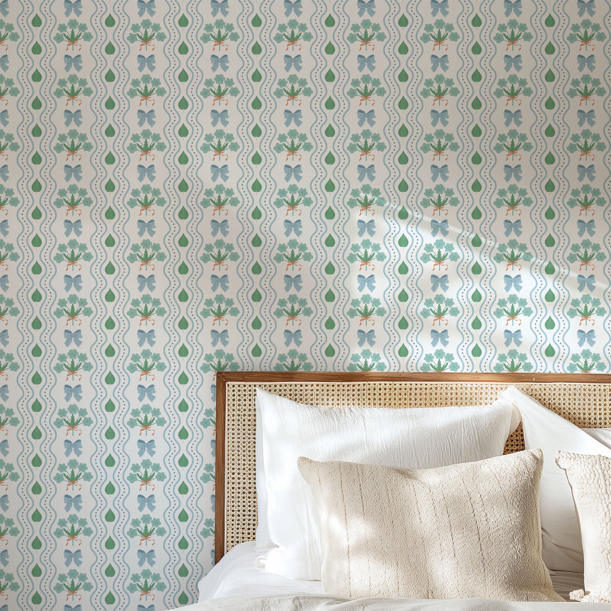 clover bouquet wallpaper, premium peel & stick, 2x8 feet 24 inches x 96 inches, home decor