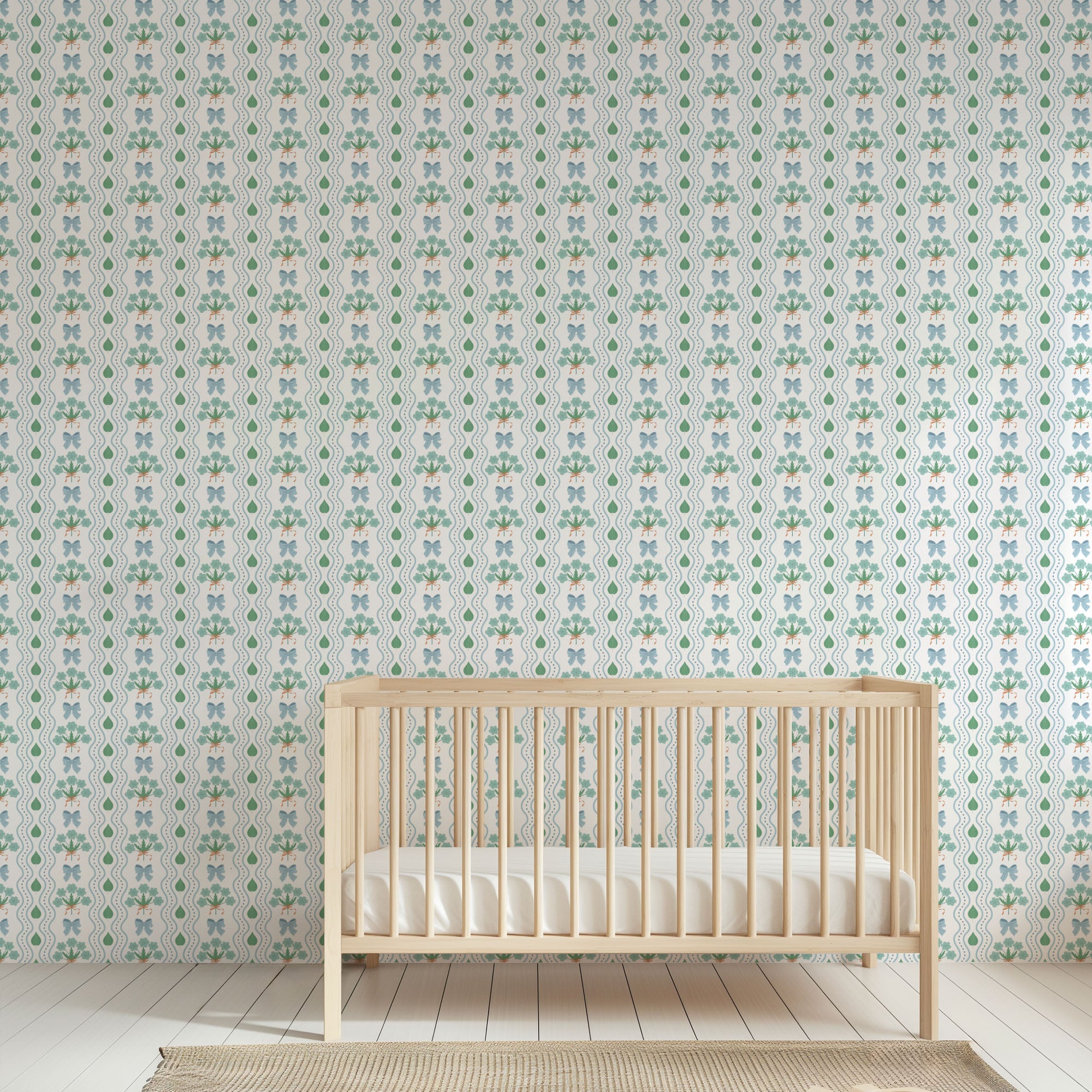 clover bouquet wallpaper, premium peel & stick, 2x4 feet 24 inches x 48 inches, home decor