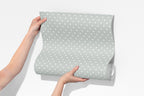 mini polka dots wallpaper, premium peel & stick, sample 12 inchesx12 inches, dots; green, wallpaper decor
