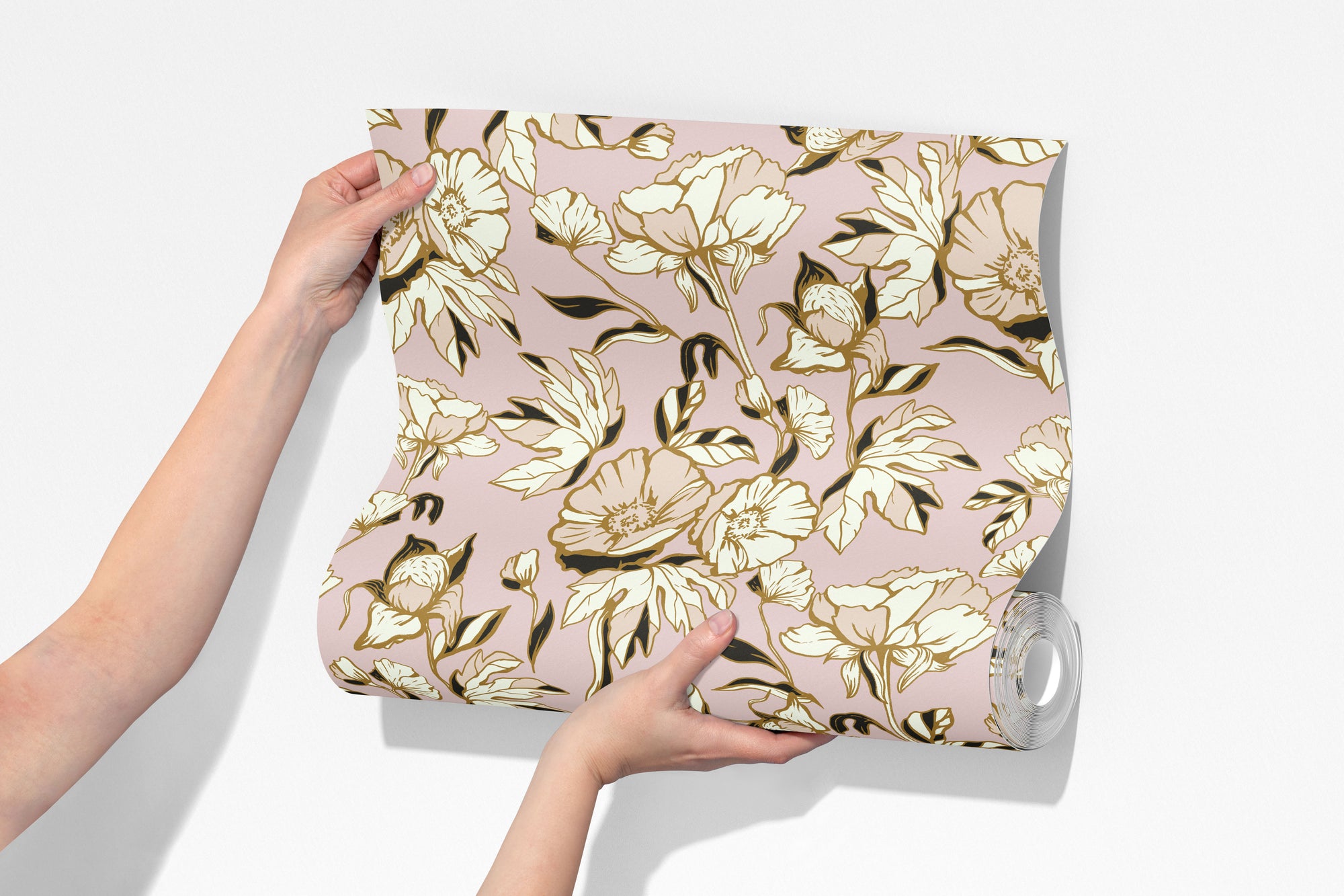 blush peonies wallpaper, premium peel & stick, 2x4 feet 24 inches x 48 inches, home decor