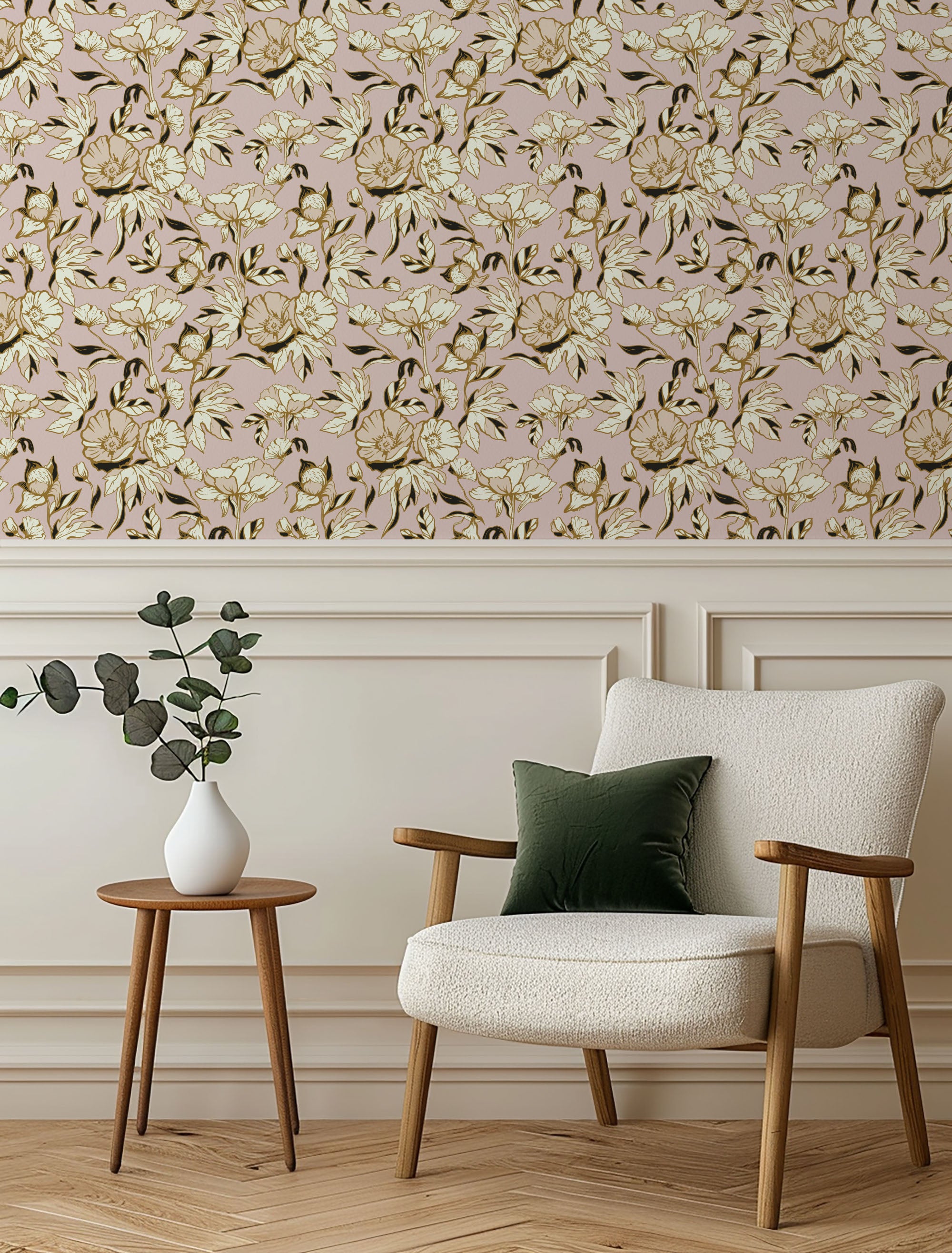 blush peonies wallpaper, home decor