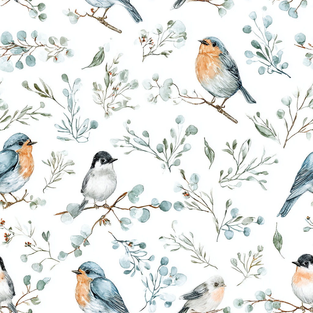 Floral with Birds Wallpaper