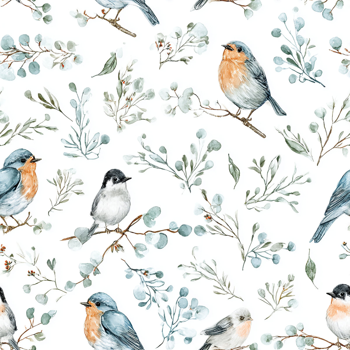 Floral with Birds Wallpaper