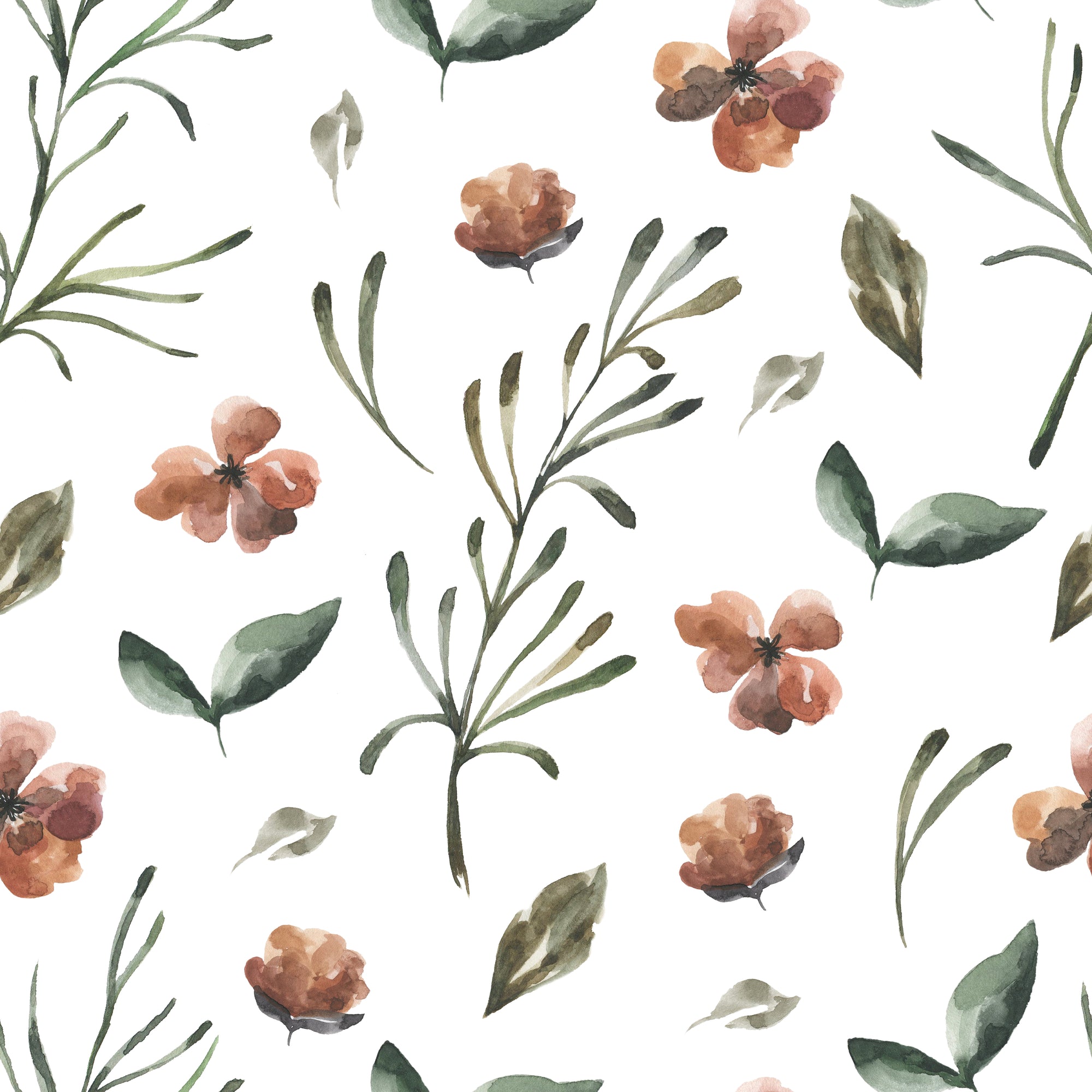 Watercolor Botanicals Floral Wallpaper