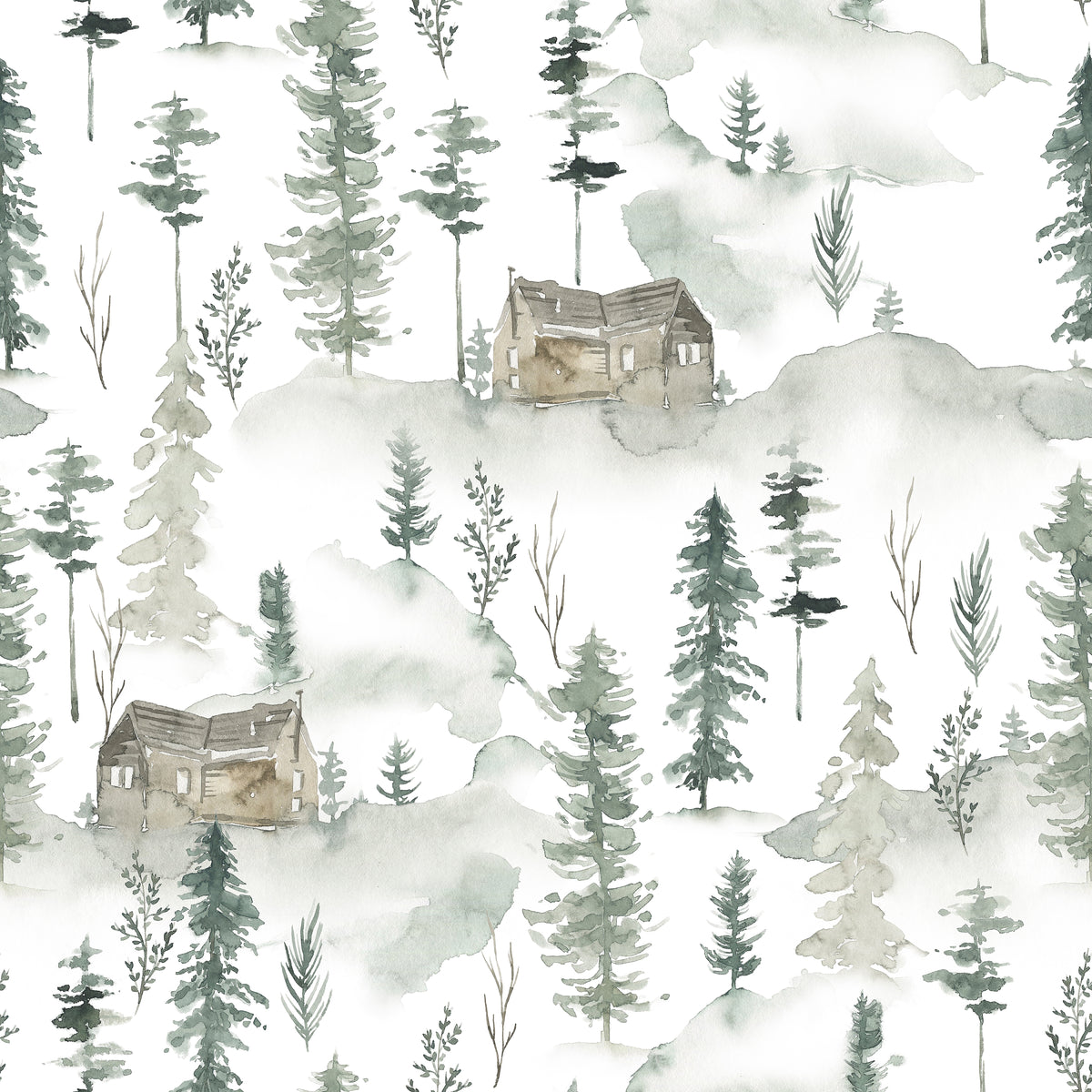Watercolor Pine Forest Wallpaper