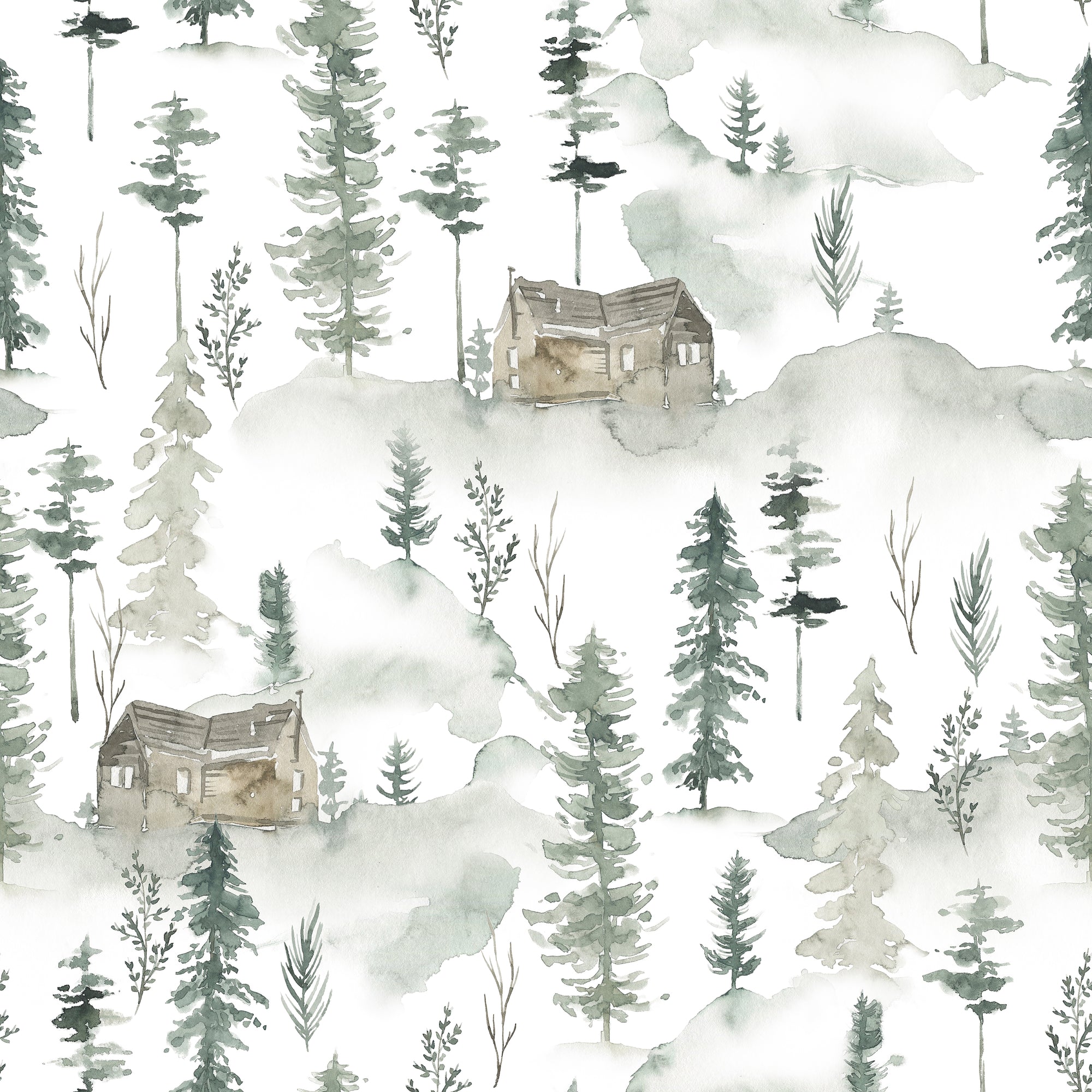 Watercolor Pine Forest Wallpaper