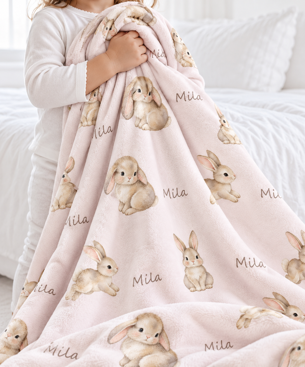Bunnies Baby and Kids Blanket mockup