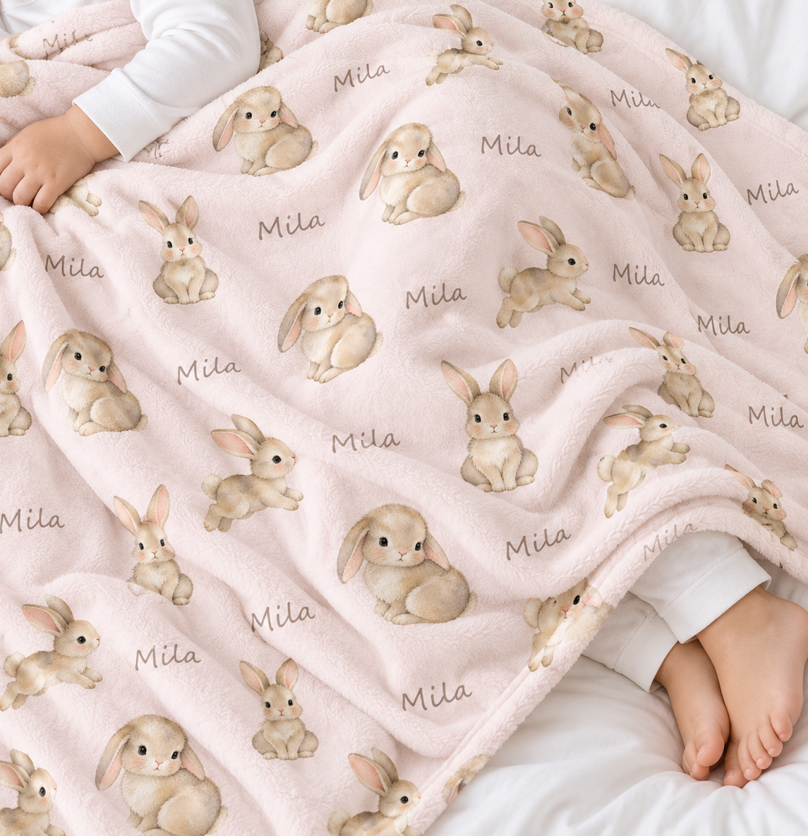 Bunnies Baby and Kids Blanket mockup