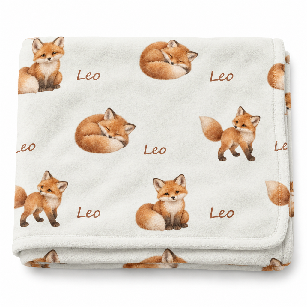 Woodland Fox Baby and Kids Blanket mockup