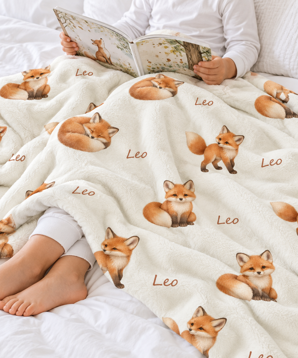 Woodland Fox Baby and Kids Blanket mockup