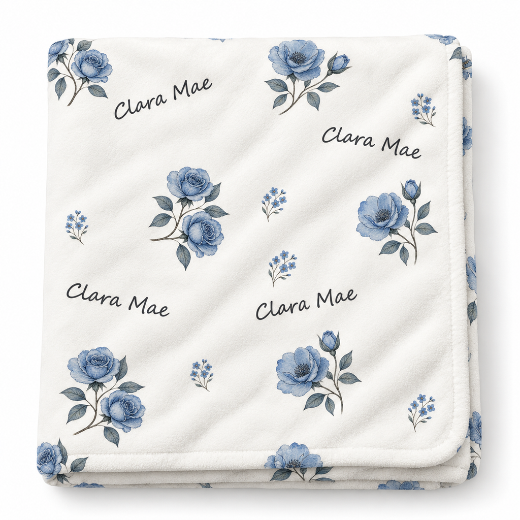 Blue Rose Baby and Kids Blanket mockup