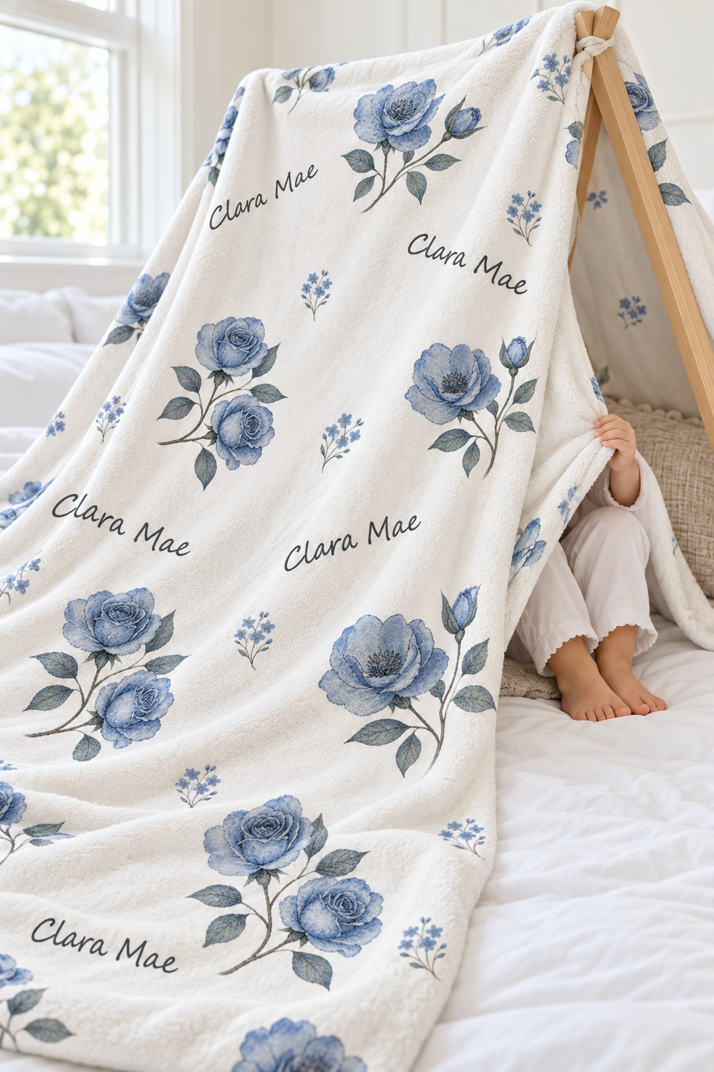 Blue Rose Baby and Kids Blanket mockup