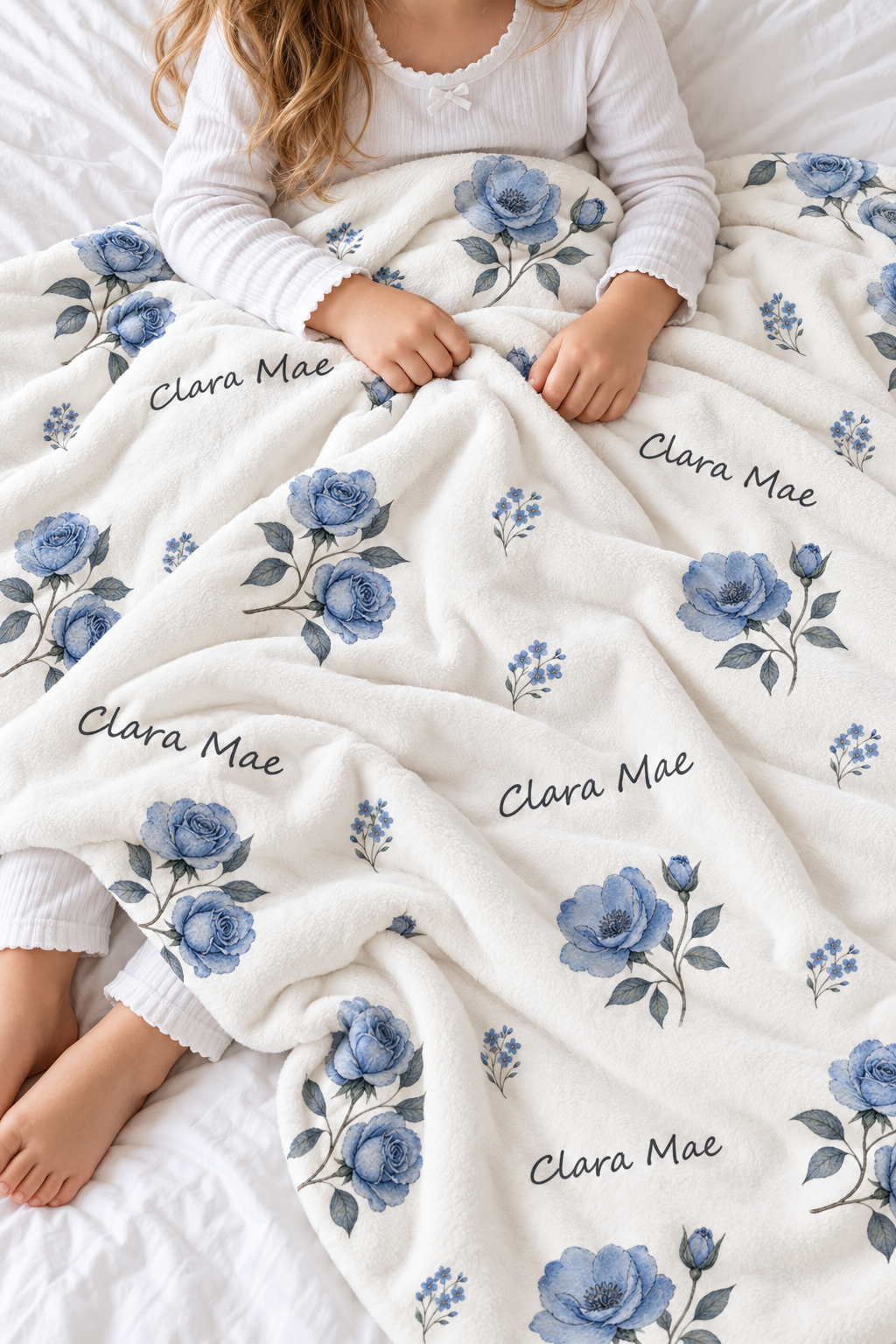 Blue Rose Baby and Kids Blanket mockup