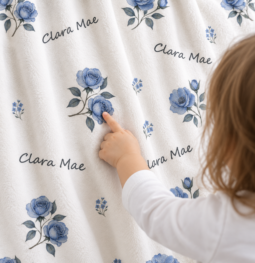 Blue Rose Baby and Kids Blanket mockup