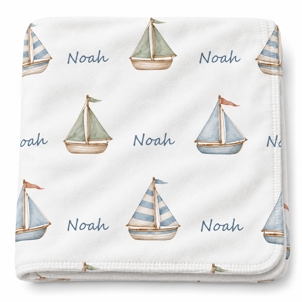 Little Sailboats Baby and Kids Blanket mockup