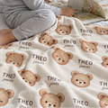 Little Bear Faces Baby and Kids Blanket mockup