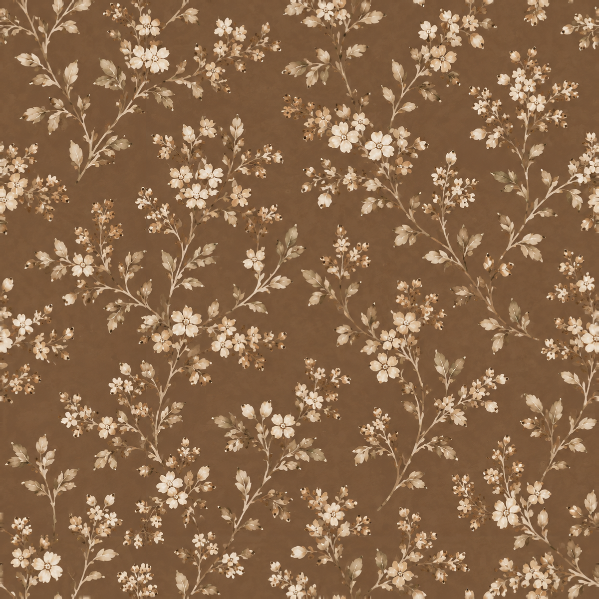 Vintage Brown Floral Wallpaper