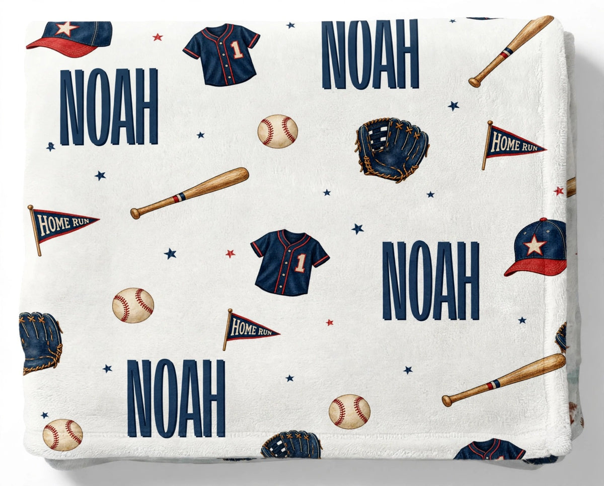 Personalized Baseball Minky Blanket