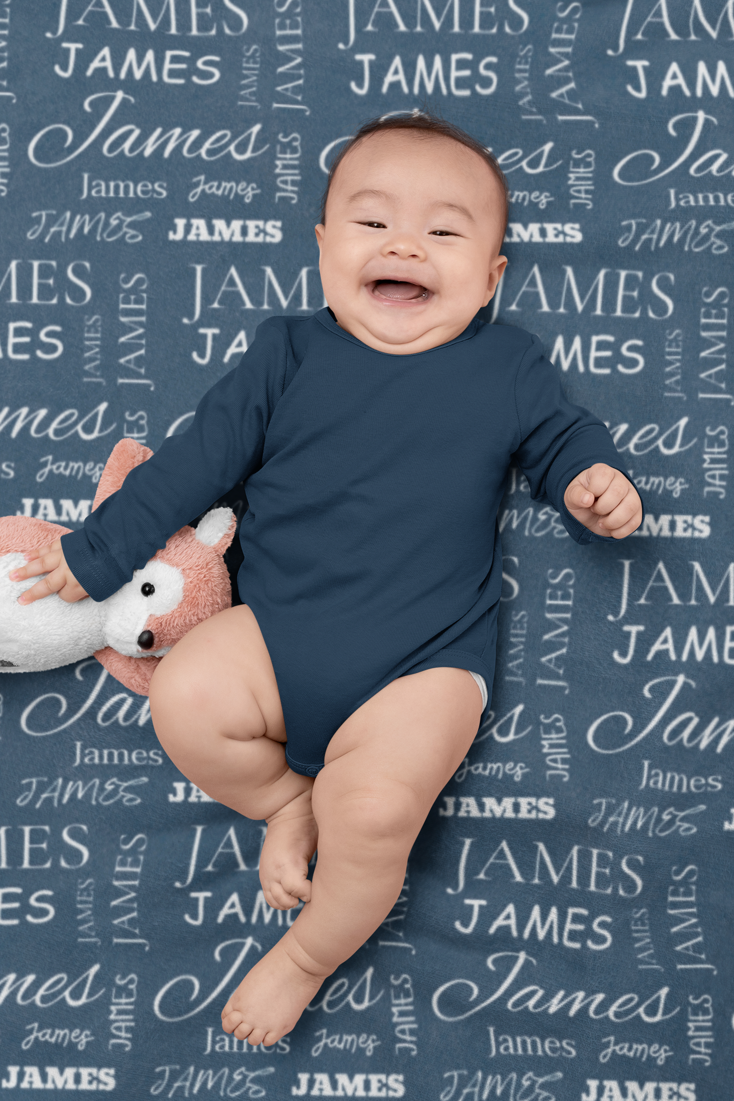 Personalized Multi-Name Blue Blanket