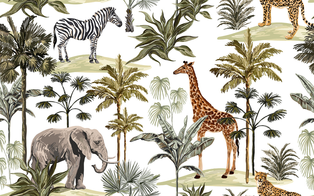 Safari Palm Animals Wallpaper