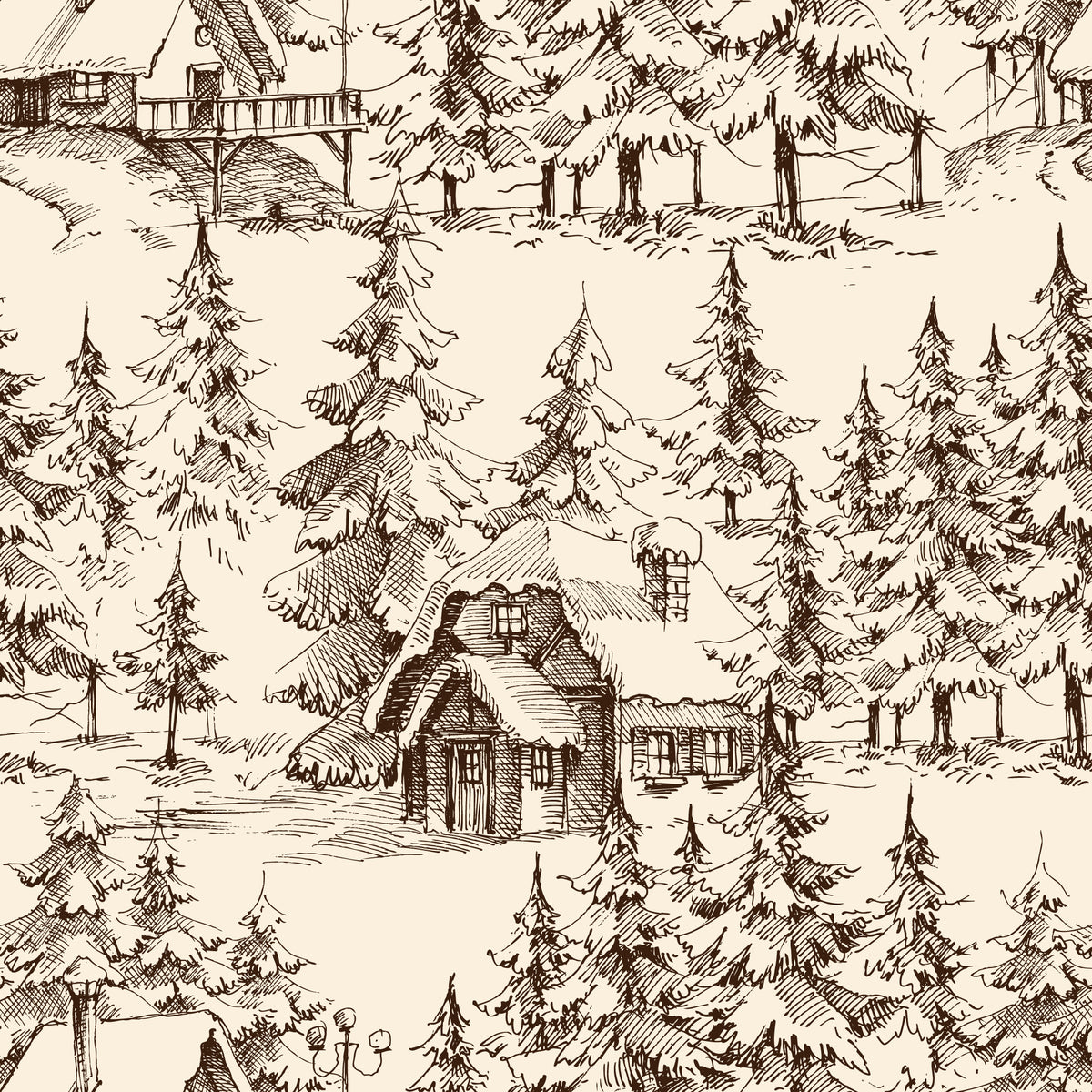 Cabin Sketch Wallpaper