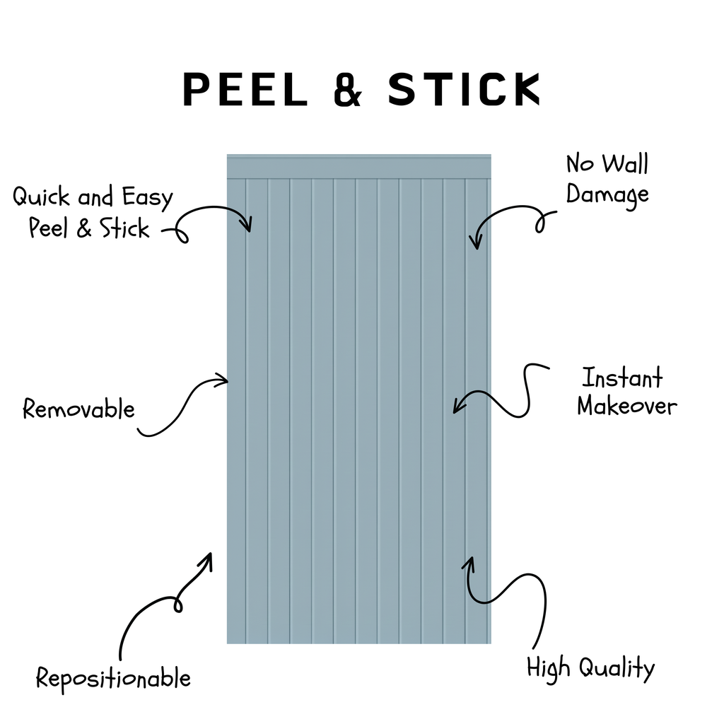 Blue Beadboard Peel & Stick Wall Panel Decals – Removable Modern Wainscoting for Accent Walls, Bedrooms & Nurseries