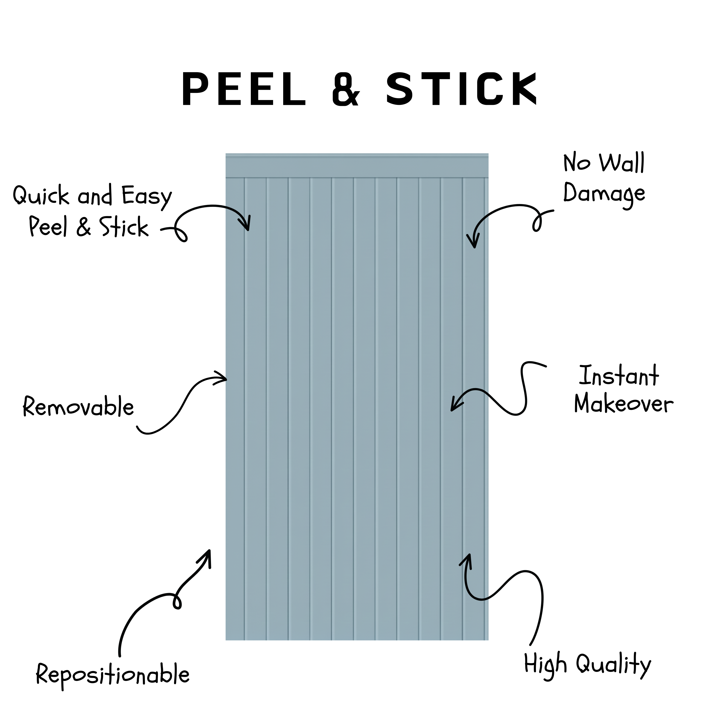 Blue Beadboard Peel & Stick Wall Panel Decals – Removable Modern Wainscoting for Accent Walls, Bedrooms & Nurseries